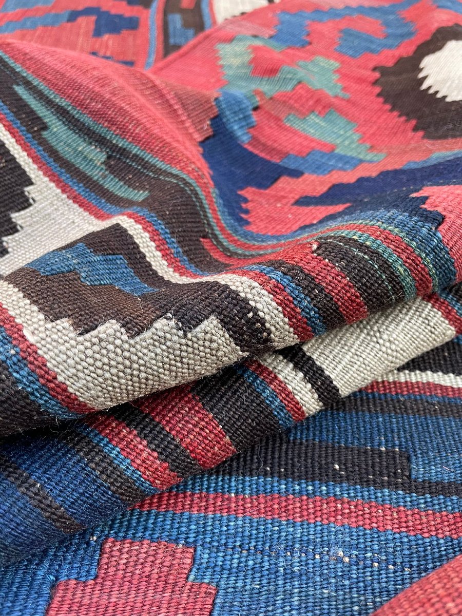 Caucasian Kilim. Kazakh Motifs. Circa 1880. 255 X 225 Cm-photo-5