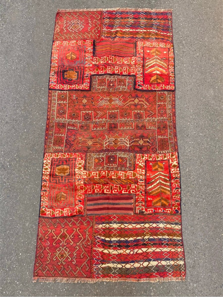 Sacoche de dromadaire ouverte. Bathiyari. Perse. Circa 1920. 230 x 105 cm