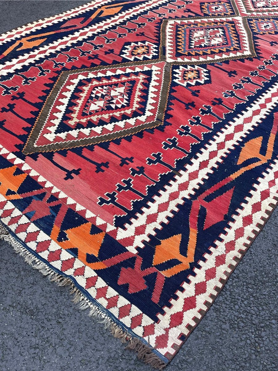 Kilim Kuba. Azerbaïdjan. Caucase. Circa 1880 . 405 x 168 cm-photo-1