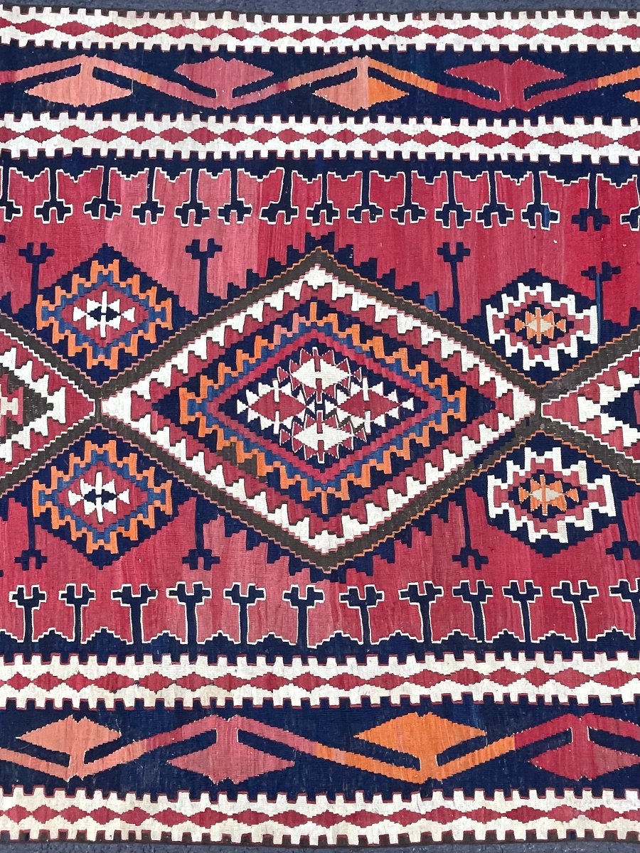 Kilim Kuba. Azerbaïdjan. Caucase. Circa 1880 . 405 x 168 cm-photo-2
