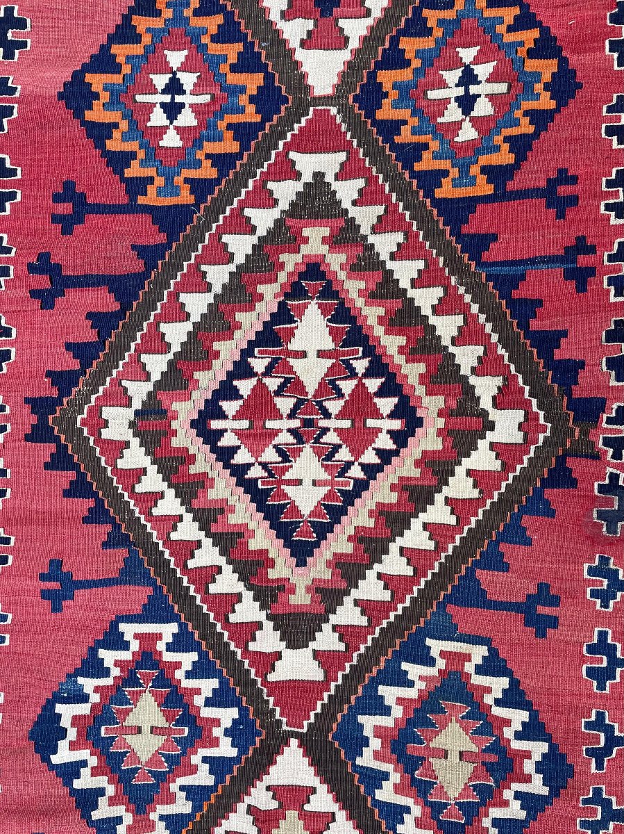 Kilim Kuba. Azerbaïdjan. Caucase. Circa 1880 . 405 x 168 cm-photo-3