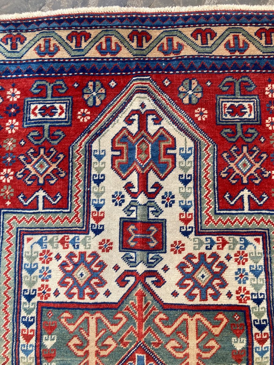 Tapis Kazak à Mirhab. Caucase. Début 20 ième. 153 x 88 cm-photo-8
