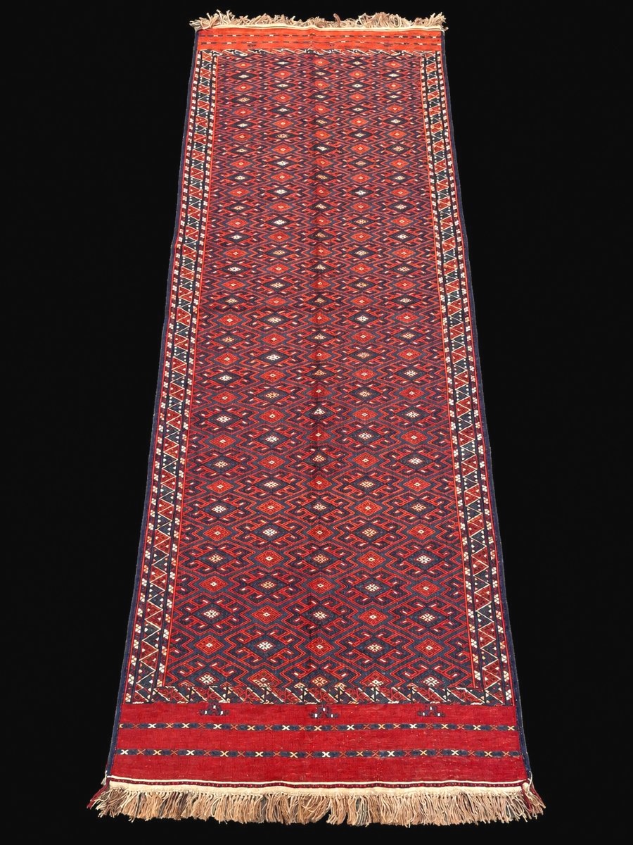 Kilim Turkmène / Yomud. Début 20 ième. 355 x 108 cm