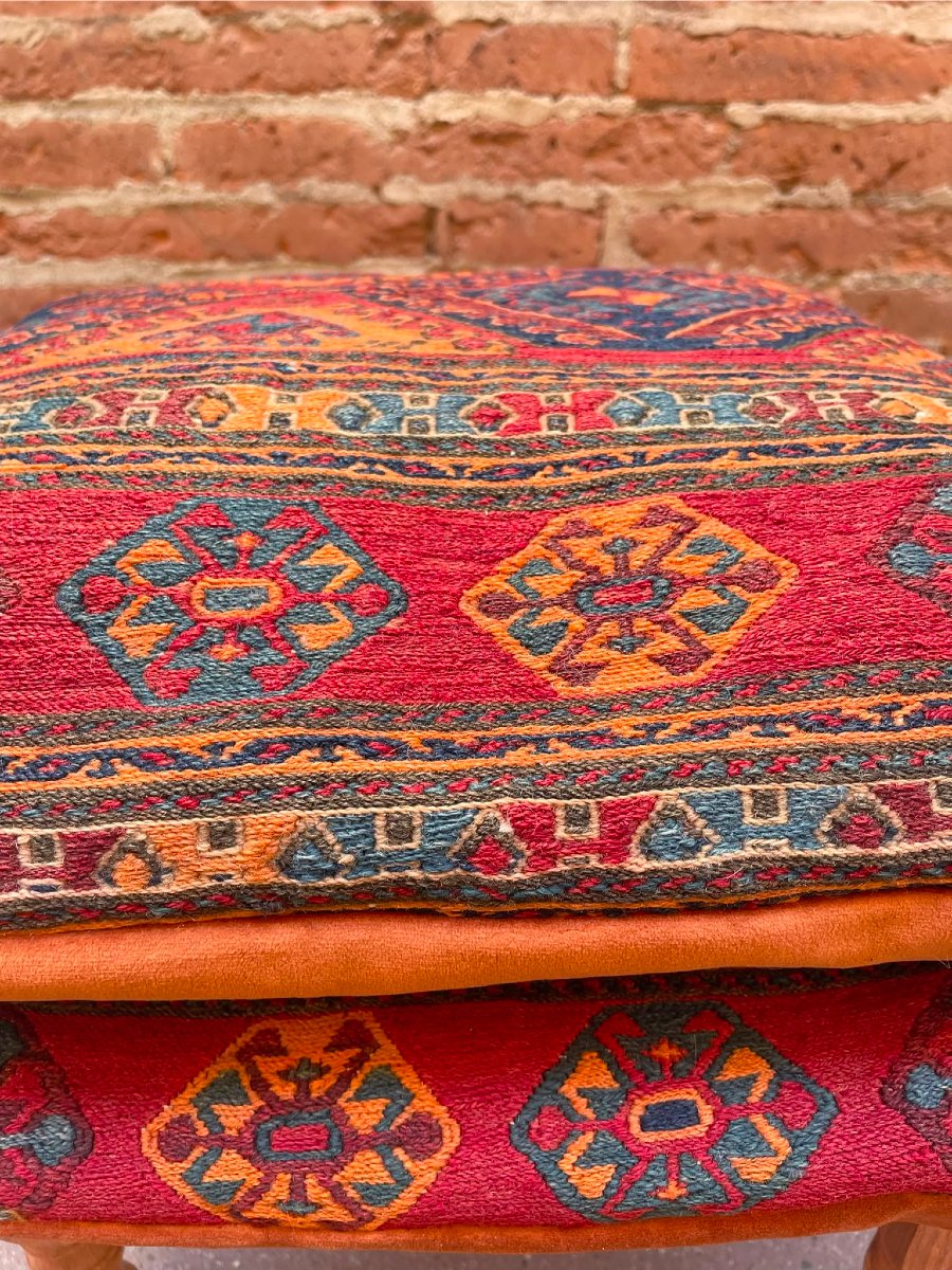 Paire de coussins Maffrash Shahsaven 19 ième. 40 x 40 cm-photo-2