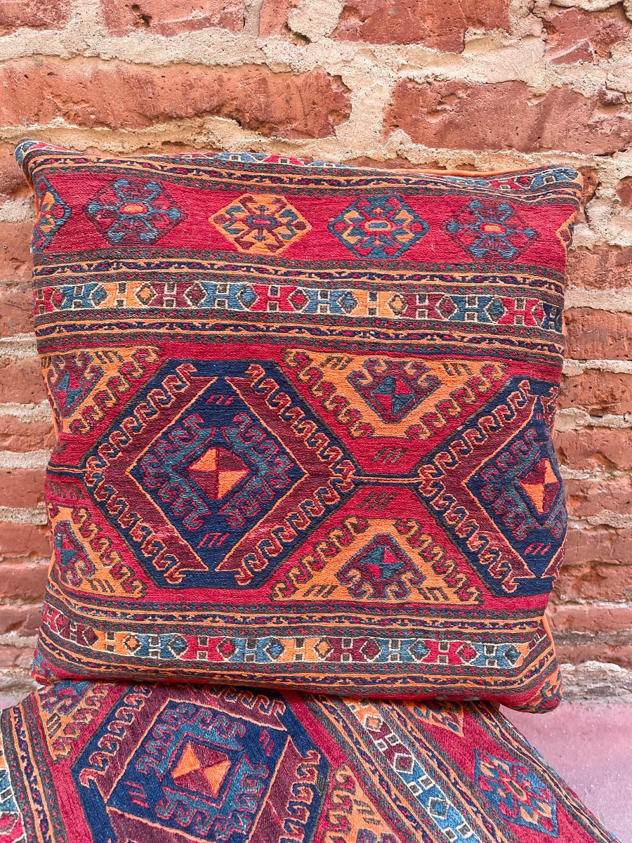 Paire de coussins Maffrash Shahsaven 19 ième. 40 x 40 cm-photo-3