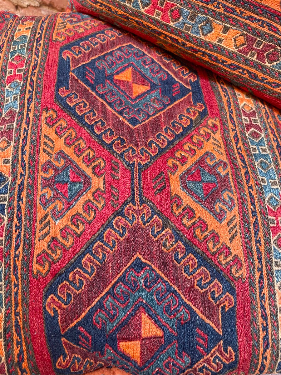 Paire de coussins Maffrash Shahsaven 19 ième. 40 x 40 cm-photo-3