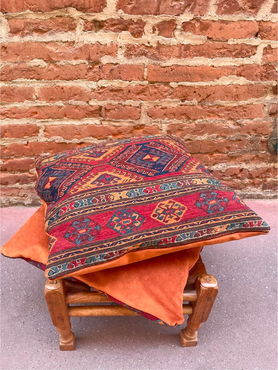 Paire de coussins Maffrash Shahsaven 19 ième. 40 x 40 cm-photo-5