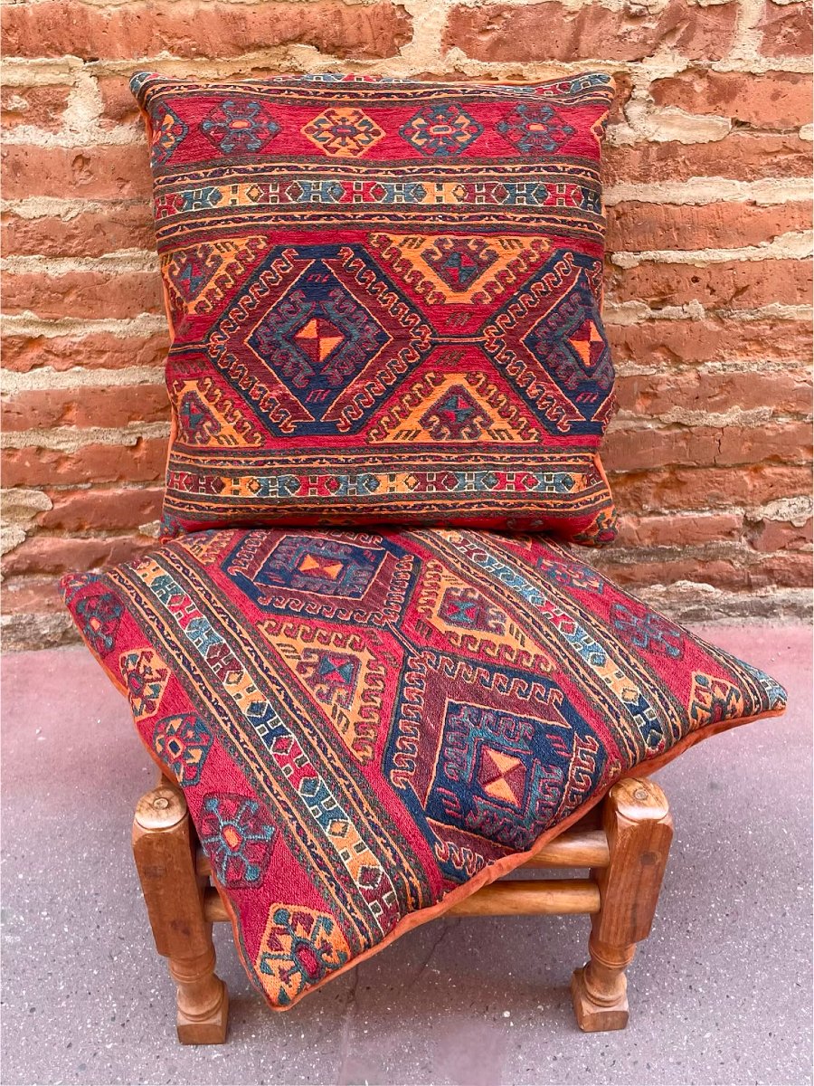 Paire de coussins Maffrash Shahsaven 19 ième. 40 x 40 cm