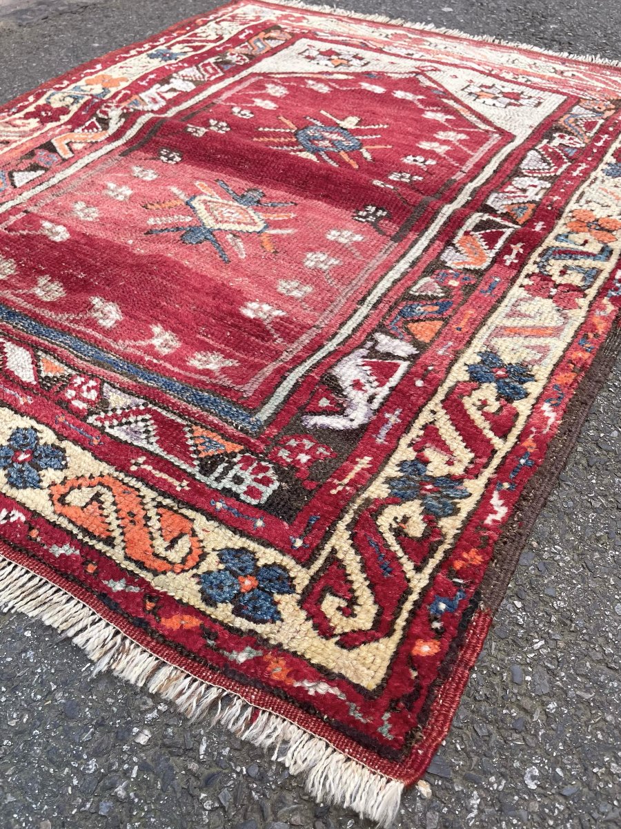 Tapis de prière antique. Konya. Anatolie. Circa 1880. 125 x 74 cm-photo-4