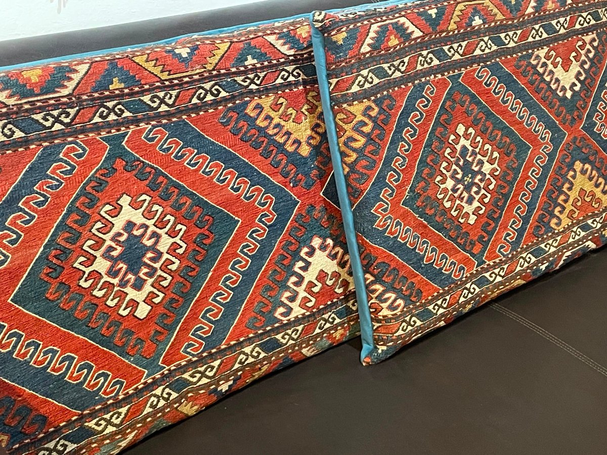 Pair Of Large Maffrash Cushions. Caucasus. Circa 1850. 92 X 42 Cm (x2)