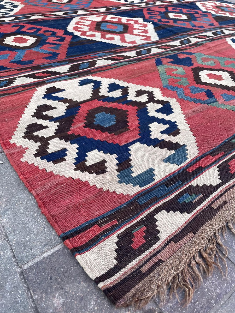 Kilim Kazak. Caucase. Circa 1880. 255 x 225 cm-photo-3