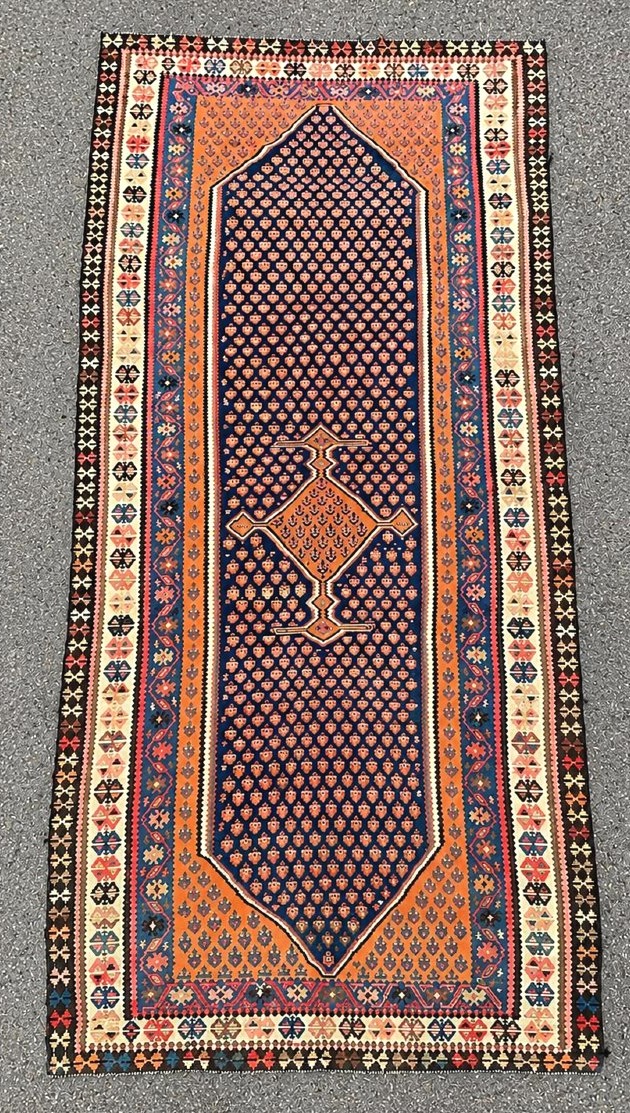 Antique Senneh Kilim. Persia. Circa 1900. 436 X 177 Cm