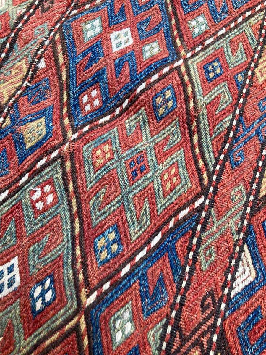 Pair Of Maffrash Shahsaven Fragments / Persia. Circa 1880. 110 X 45 Cm (x2)-photo-1