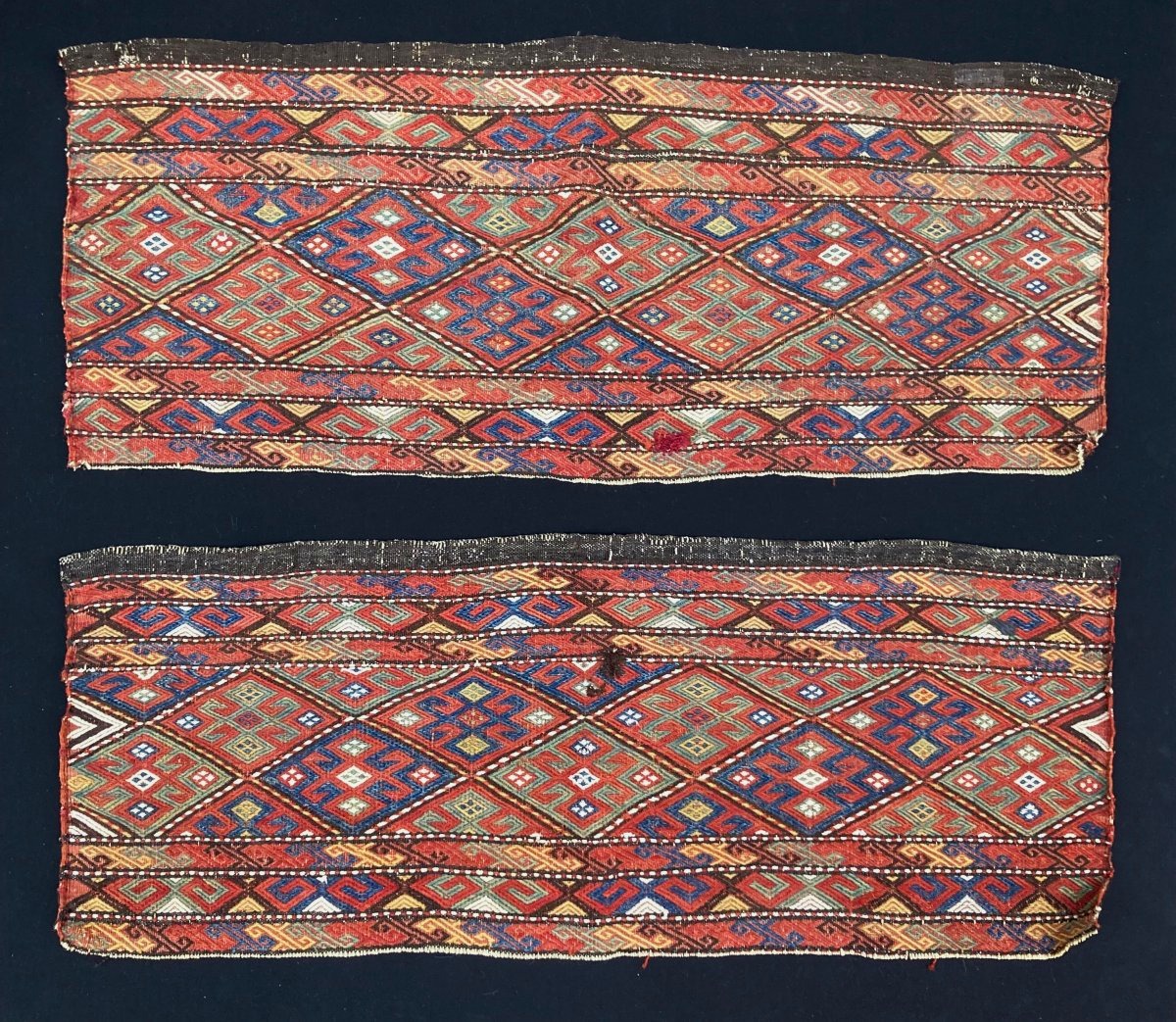 Pair Of Maffrash Shahsaven Fragments / Persia. Circa 1880. 110 X 45 Cm (x2)