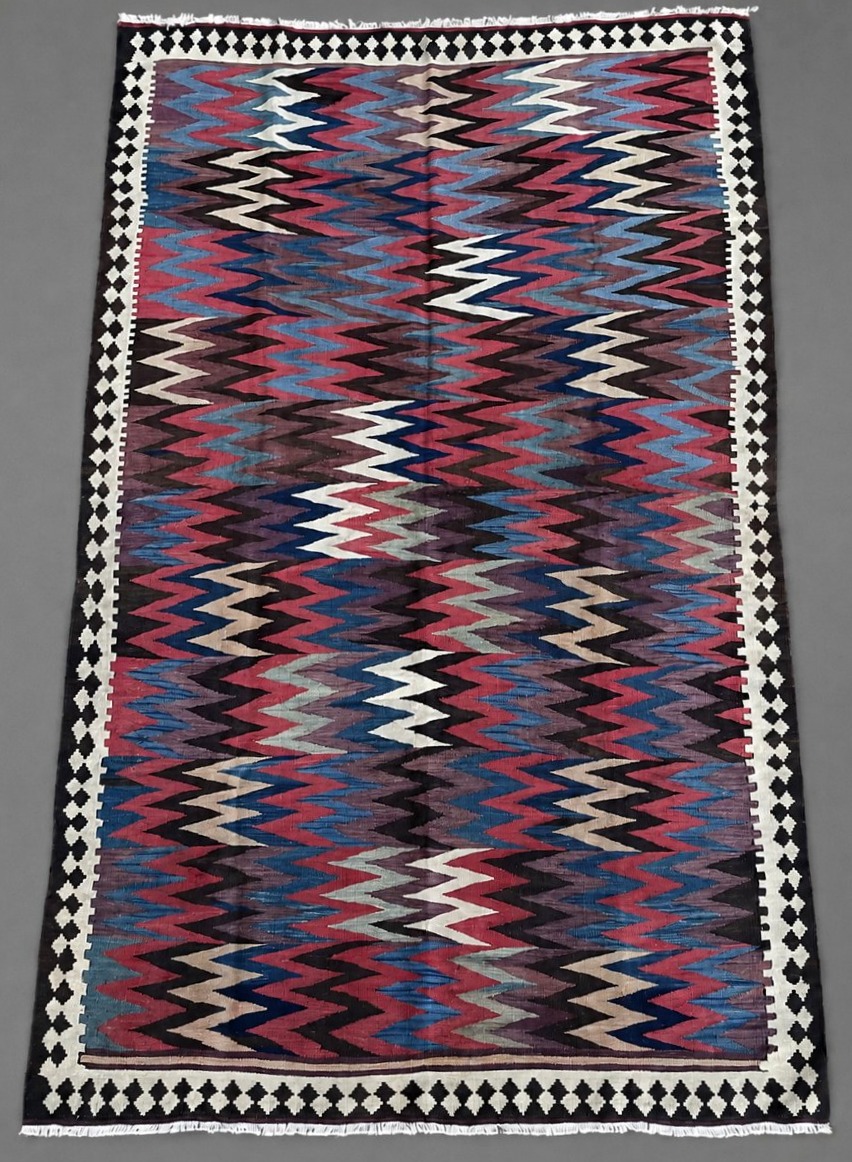 Veramin Kilim.  Persian. Circa 1880.  230 X 138 Cm