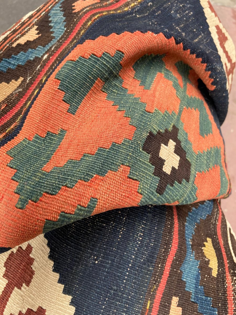 Kilim Kazak. Caucase. Circa 1900. 280 x 165 cm-photo-8