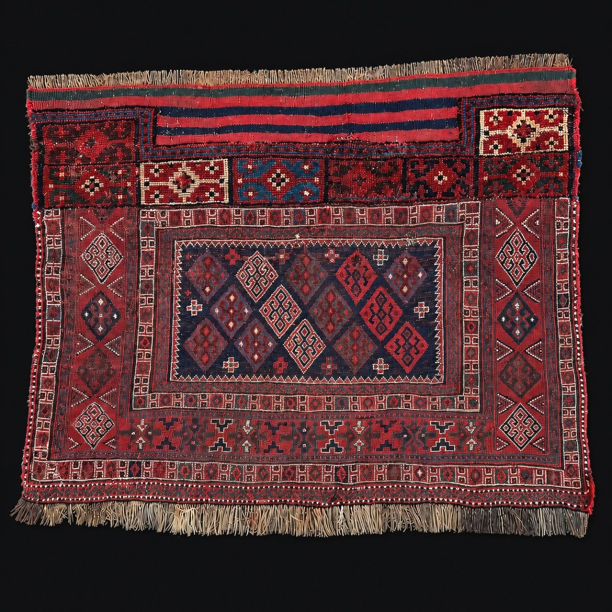 Fragment Khorjin Bathiyari. Perse. Circa 1880. 90 x 68 cm