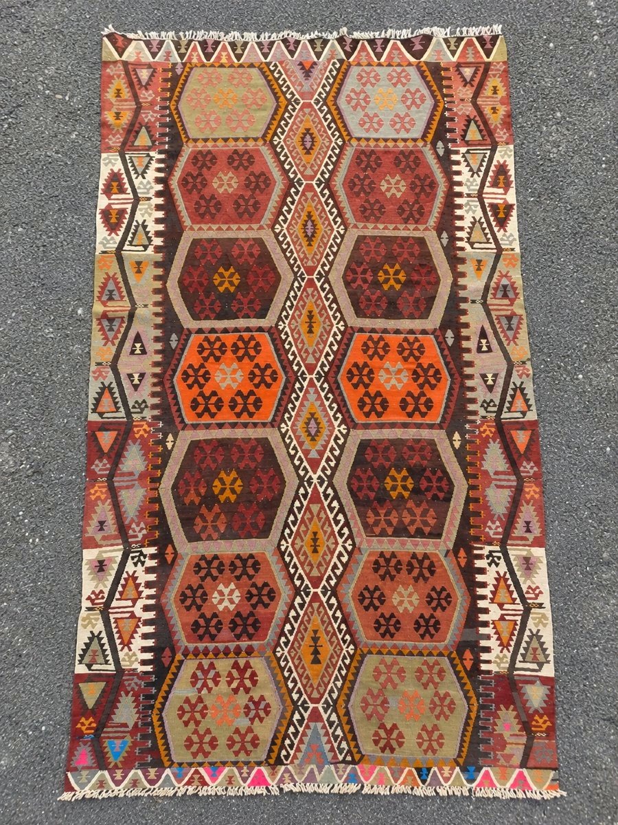 Sivas Kilim. Anatolia. Mid-20th Century. 355 X 170 Cm