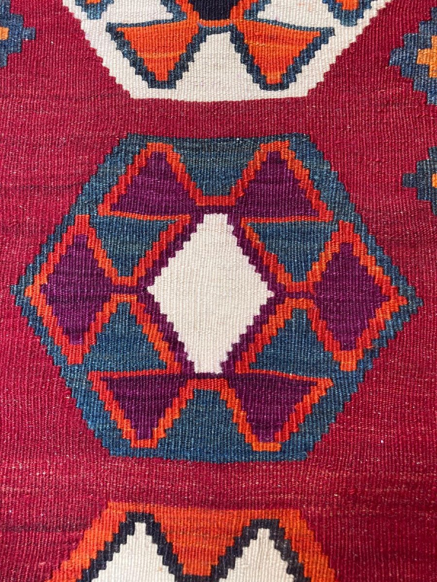 Kilim Qashqai. Perse. Milieu 20 ième. 230 x 153 cm-photo-4