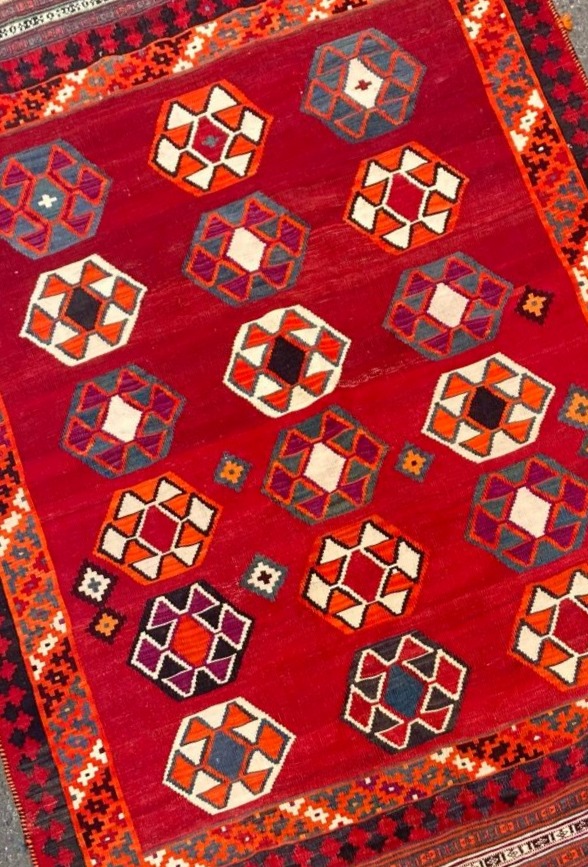 Kilim Qashqai. Perse. Milieu 20 ième. 230 x 153 cm-photo-3