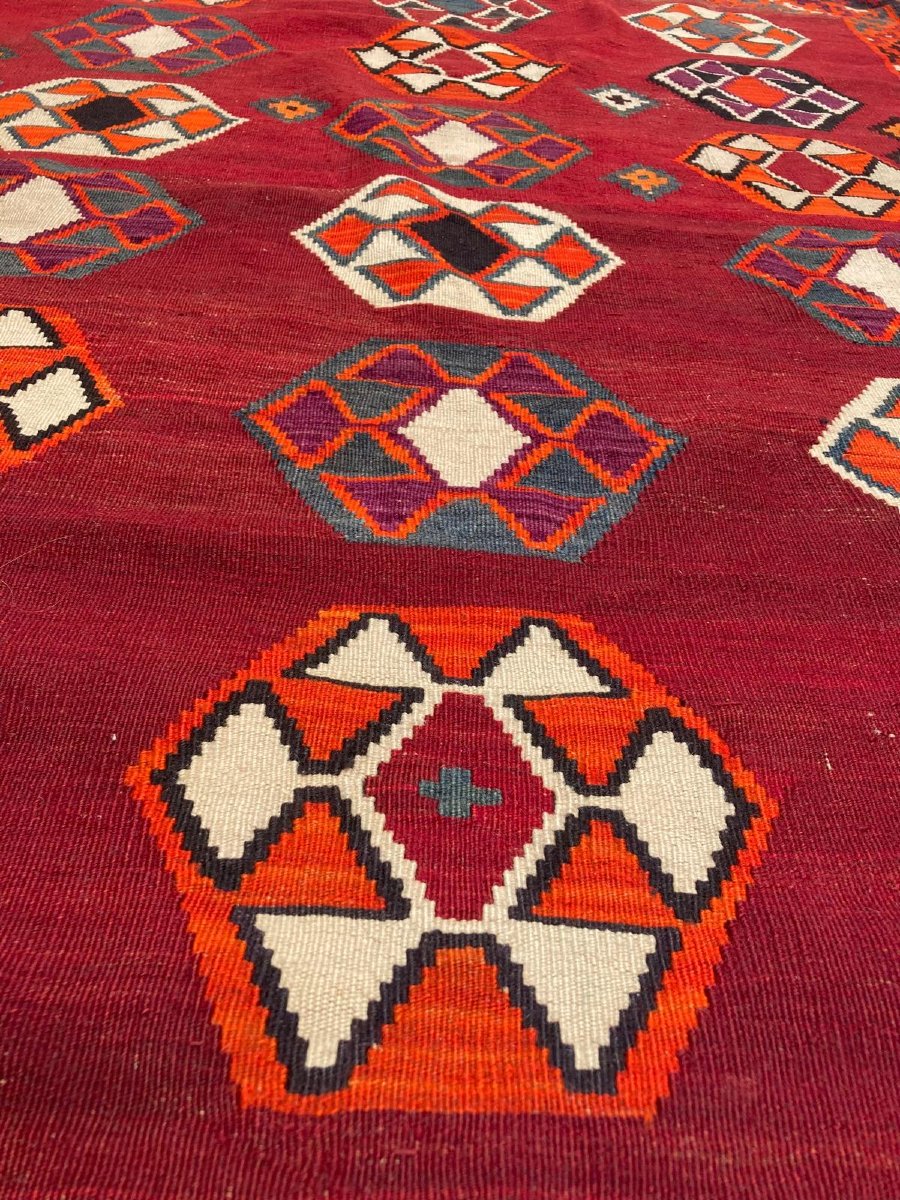 Kilim Qashqai. Perse. Milieu 20 ième. 230 x 153 cm-photo-4