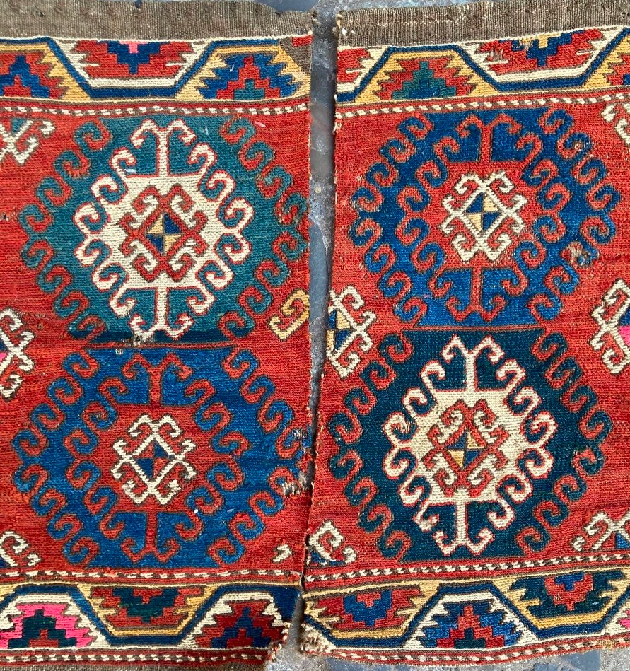 Pair Of Fragments From Maffrash, Karabakh / Caucasus. Circa 1880. 52 X 48 Cm -photo-1