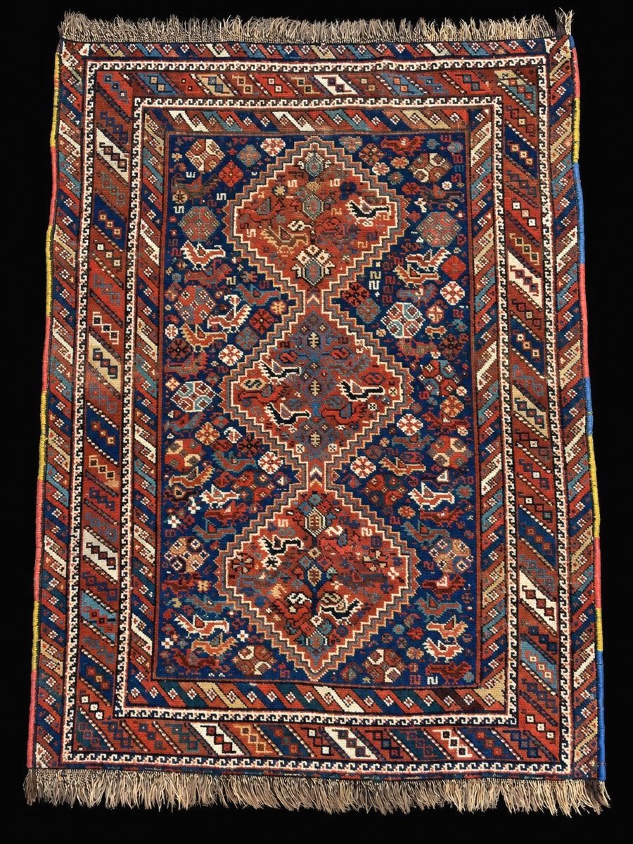 Tapis Qashqai. Perse. Circa 1900. 126 x 90 cm