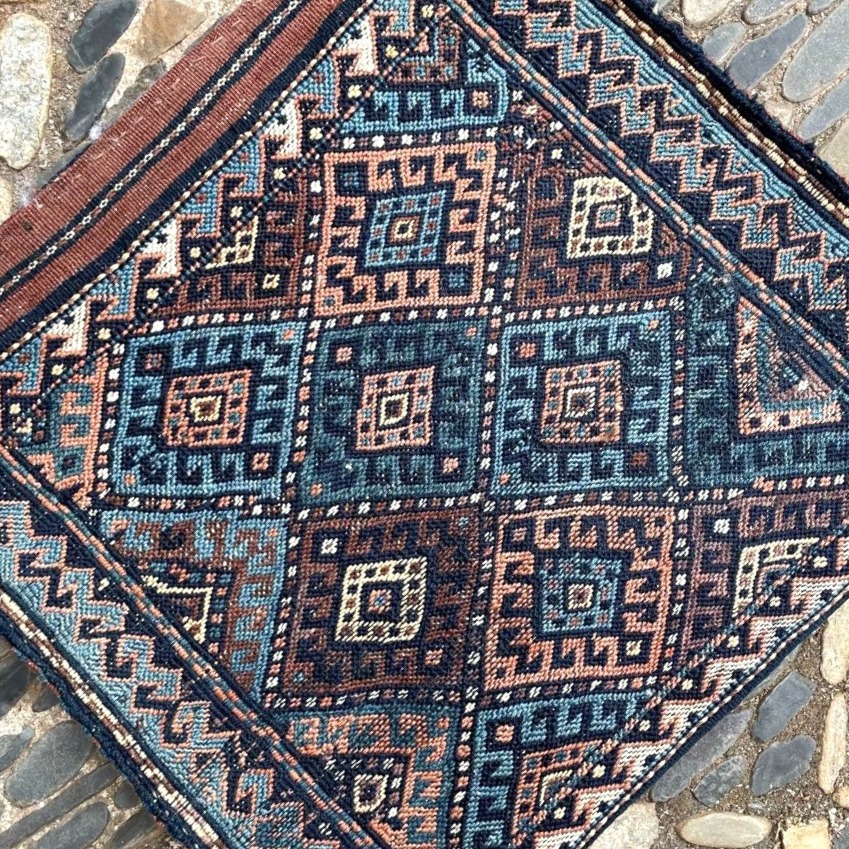 Khorjin / sacoche. Jaff Kurde. Perse. Circa 1900. 45 x 41 cm. Tapis-photo-4