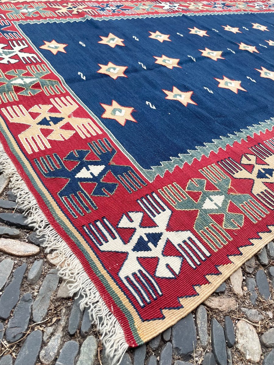 Kilim Uşak - Anatolie. 195 x 120 cm. Tapis tissé-photo-4