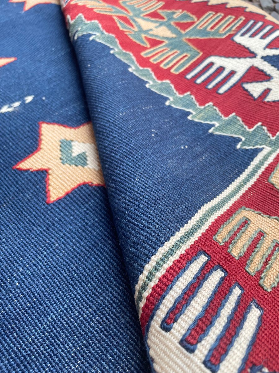 Kilim Uşak - Anatolie. 195 x 120 cm. Tapis tissé-photo-5