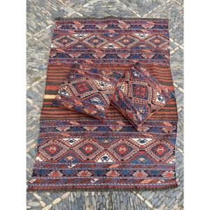 Set Of Maffrash Shahsavan Fragments. + 2 Cushions. Persia. Circa 1900