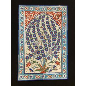 6 carreaux de faïence. Kütahya. Anatolie. Milieu 20 ième. 60 x 40 cm