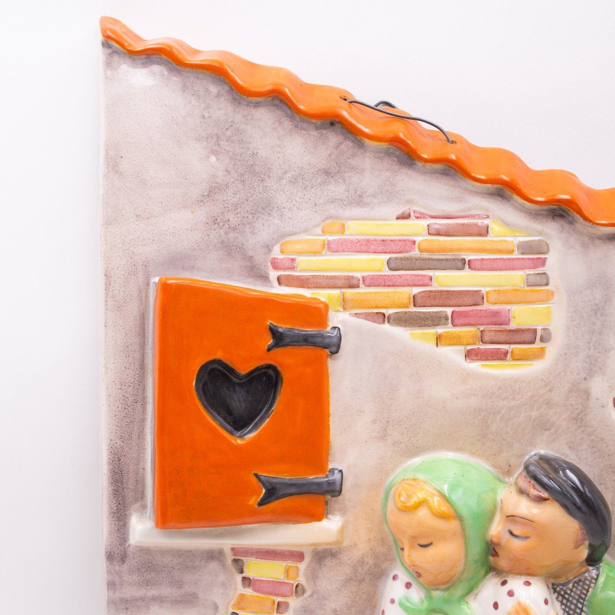 Pair Of Rometti Umbertide Ceramic Plaques, "love," 1930s-photo-5