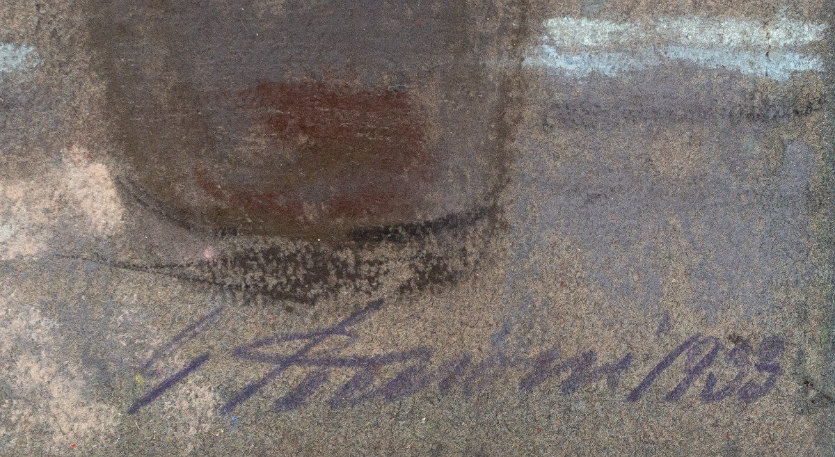 Chalk On Paper, By Gino Piccioni, "terrace On The Biellese Alps," Signed, 1933-photo-3