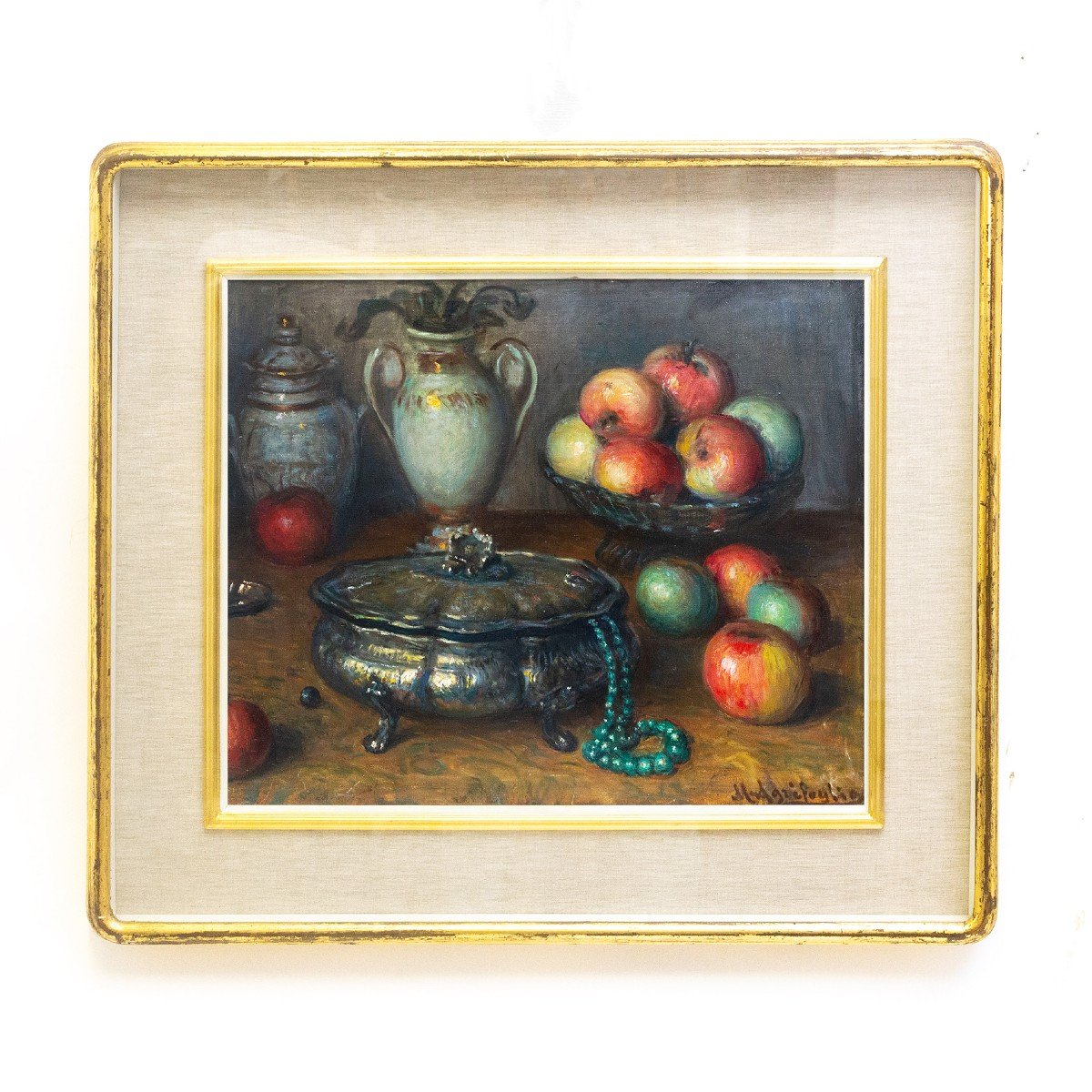 Oil On Canvas, "still Life," By Mario Agrifoglio, Signed, 1930s/40s-photo-4