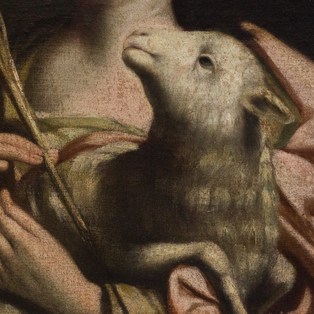 Oil On Canvas, "saint Agnes," 18th Century Era-photo-1