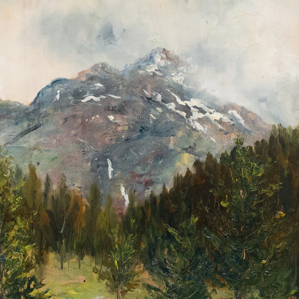Oil On Panel By Silvio Allason, "mont Blanc, La Thuile," Signed, 1900-photo-1