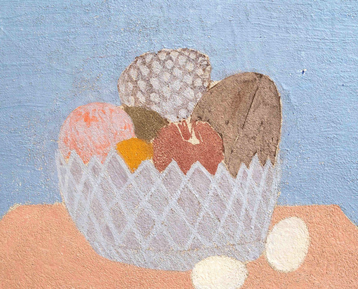 Fresco (oil) On Canvas, By Franco Beraldo, "still Life In Landscape," Signed, 1986-photo-5