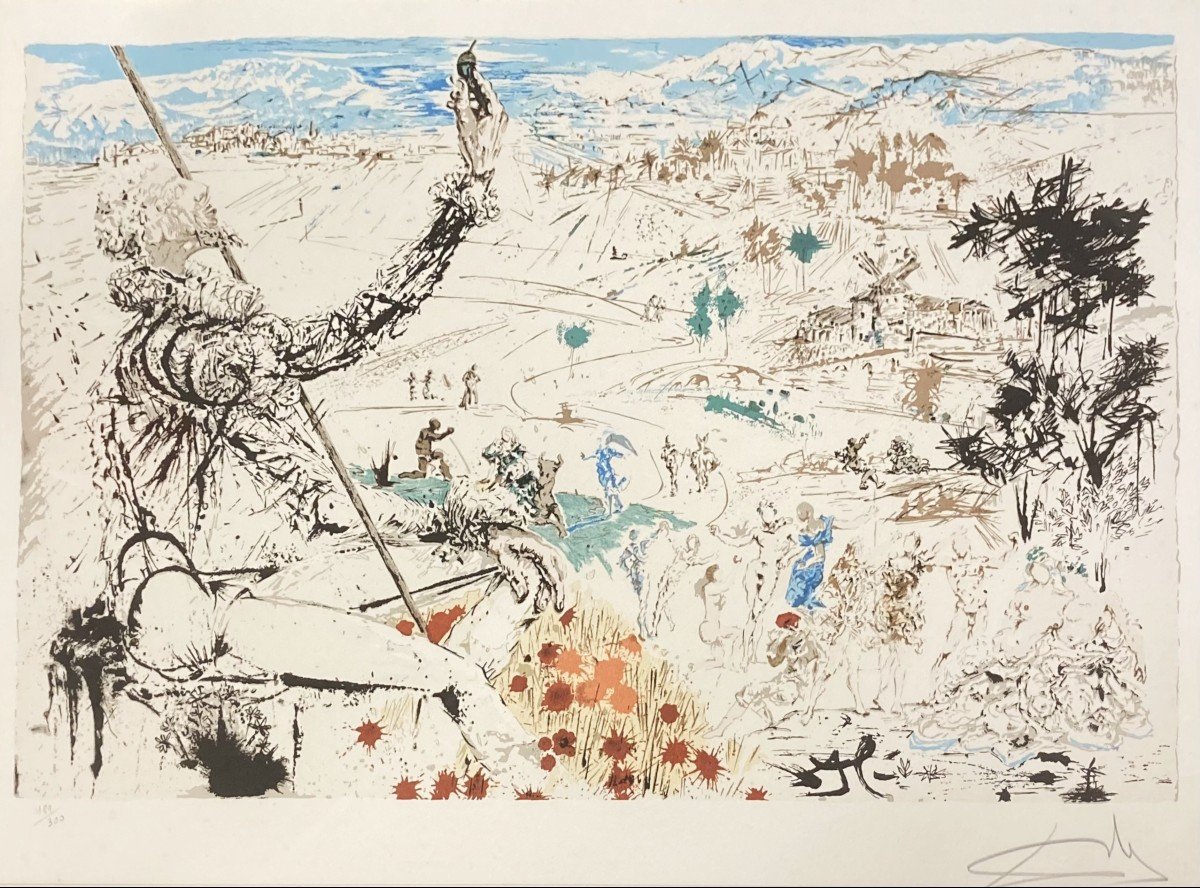 Lithograph By Salvador Dali, "l'age d'Or," Don Quichotte De Lamanche, 1973, Signed-photo-8