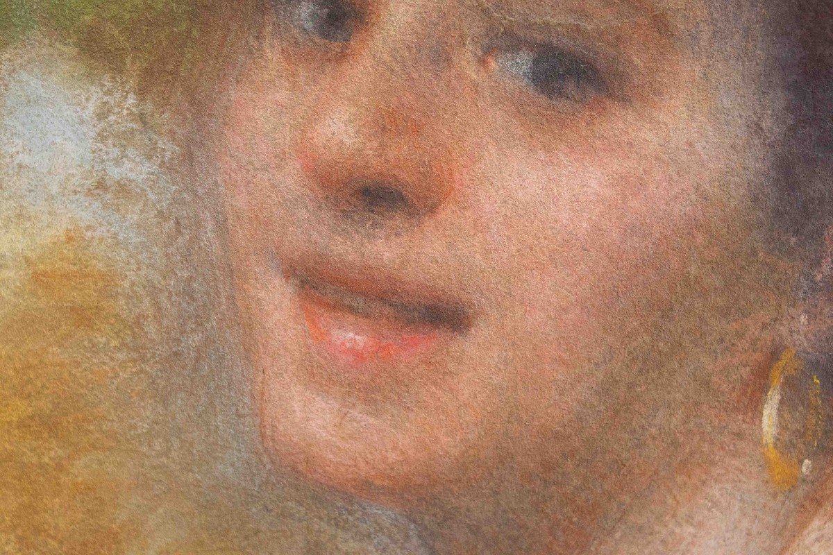 Pastel On Paper, By Giacomo Grosso, "portrait Of A Girl," Epoch Late 1800s Early 1900s-photo-4