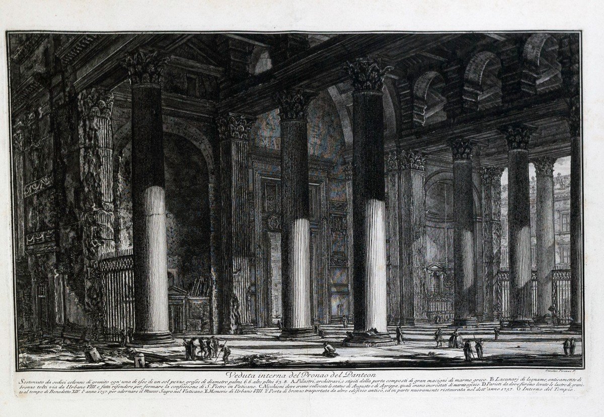 Piranesi Giovanni Battista, "internal View Of The Pronaos Of The Pantheon, 1769-photo-4