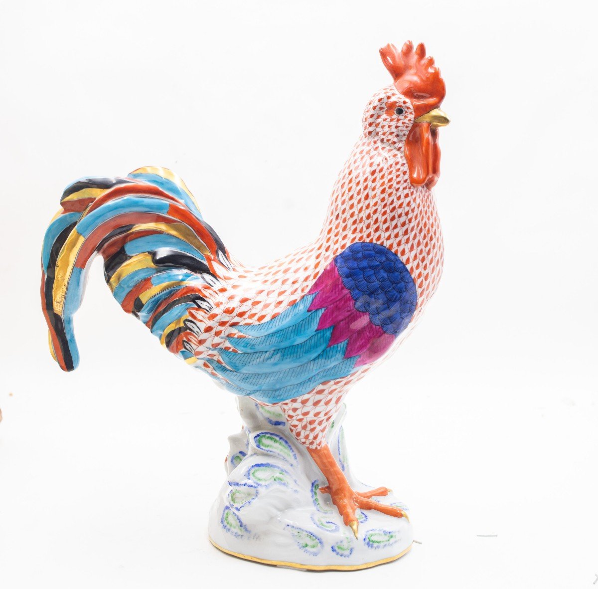 Herend, "big Rooster," Hand-painted Porcelain, Marked, 1920s-photo-2