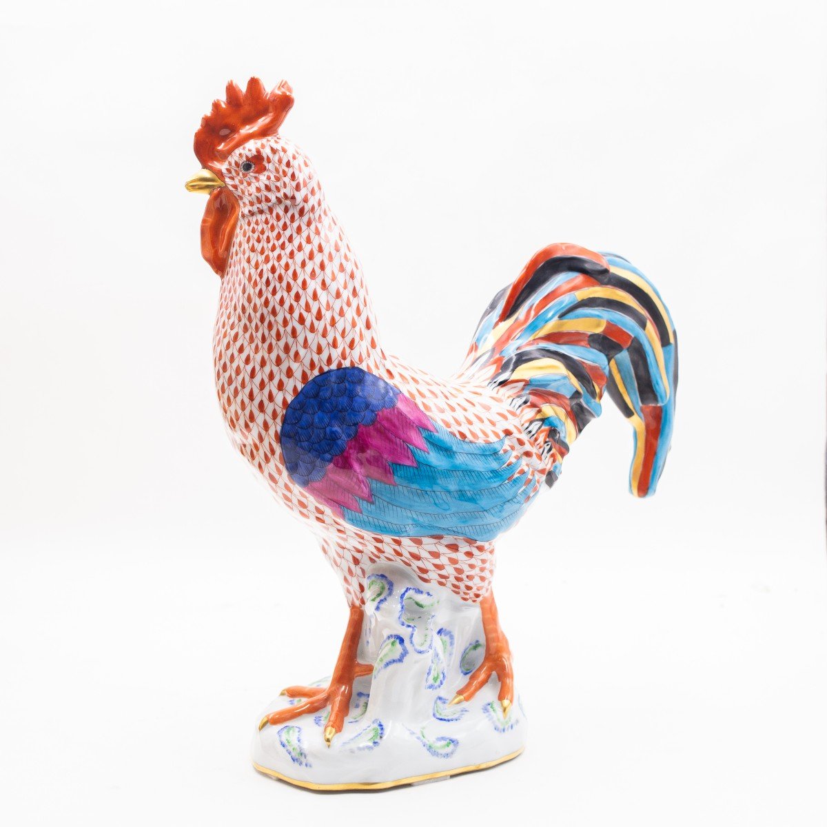 Herend, "big Rooster," Hand-painted Porcelain, Marked, 1920s-photo-3