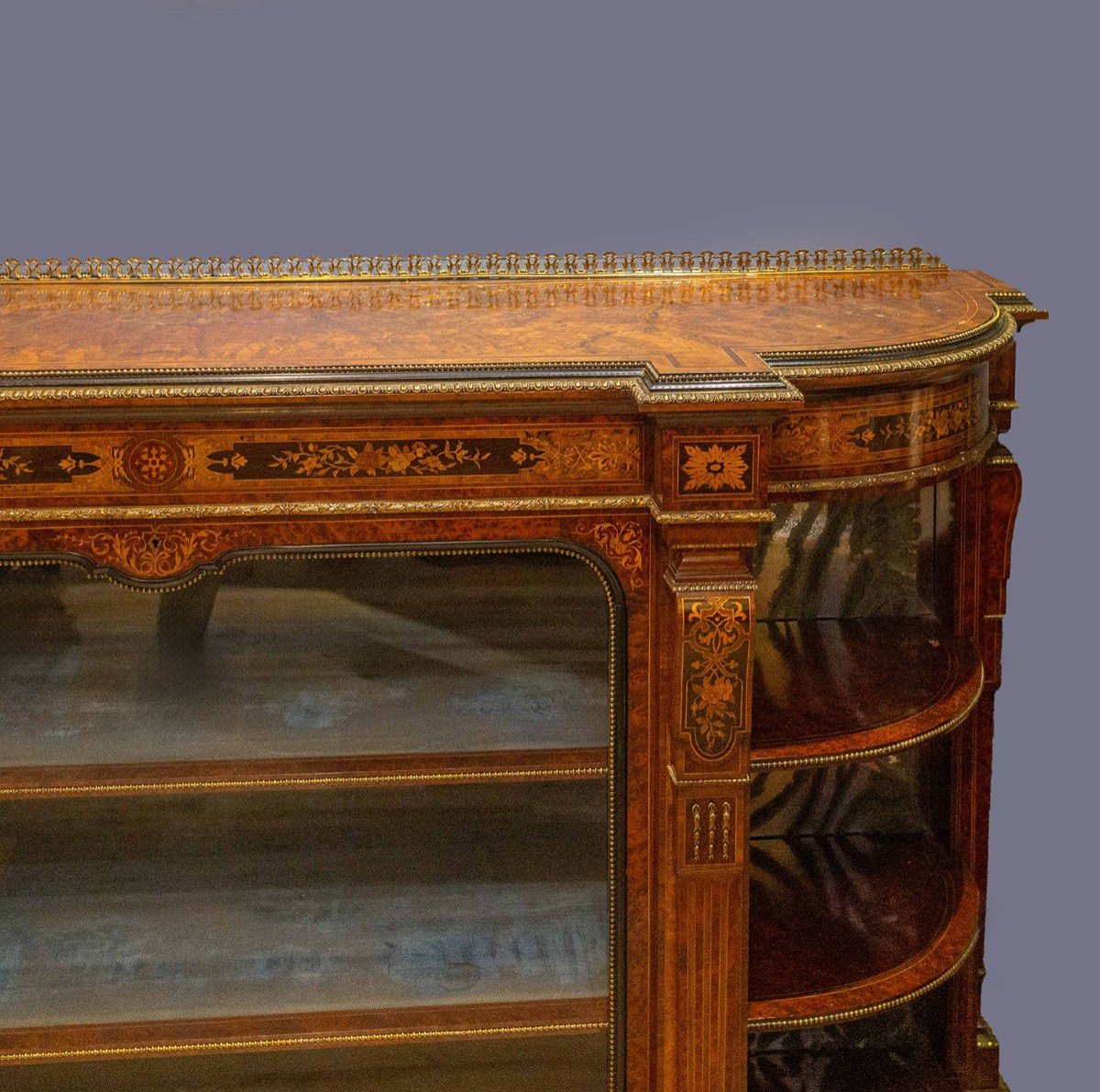 Sideboard/window, In Walnut Burl, Napoleon III Style, Early 20th Century-photo-2
