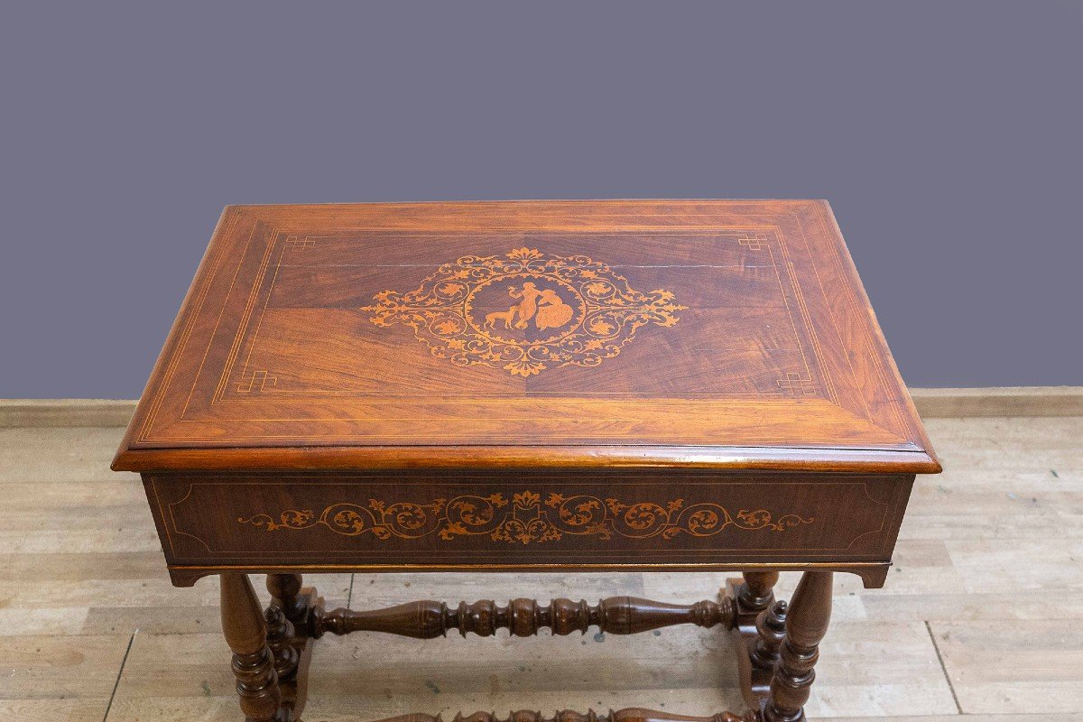 Charles X Inlaid Wooden Coffee Table, Early 19th Century Period-photo-2