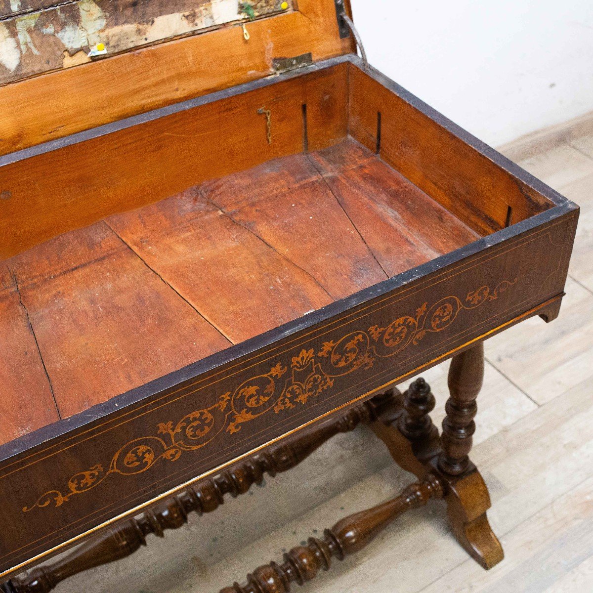 Charles X Inlaid Wooden Coffee Table, Early 19th Century Period-photo-3