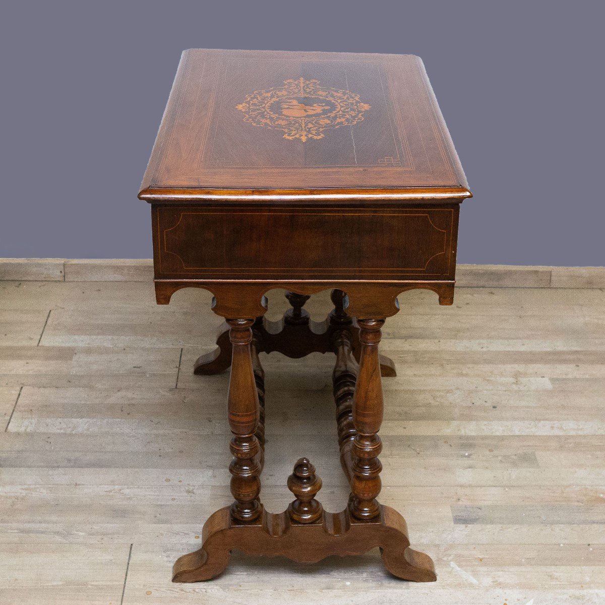 Charles X Inlaid Wooden Coffee Table, Early 19th Century Period-photo-4