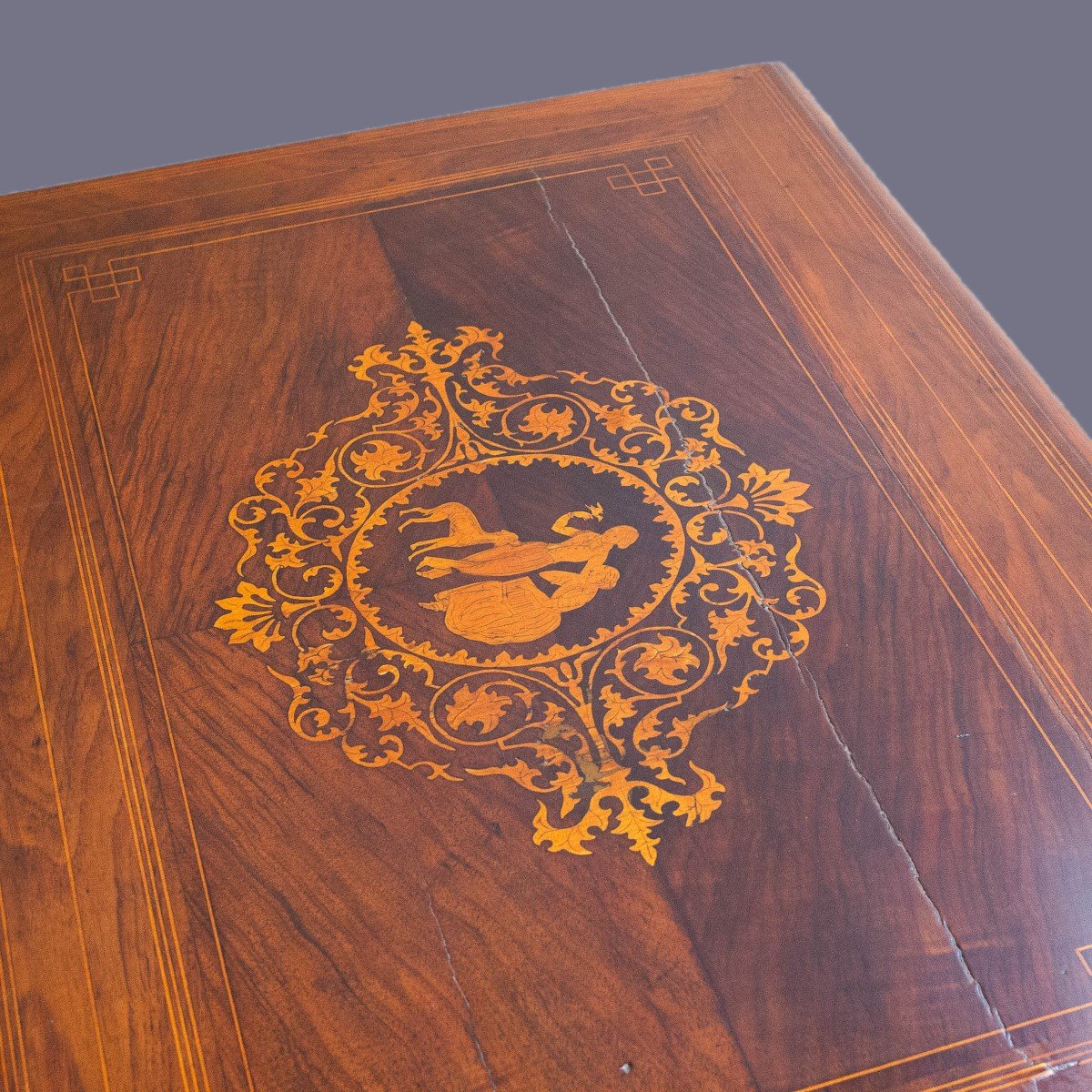 Charles X Inlaid Wooden Coffee Table, Early 19th Century Period-photo-8