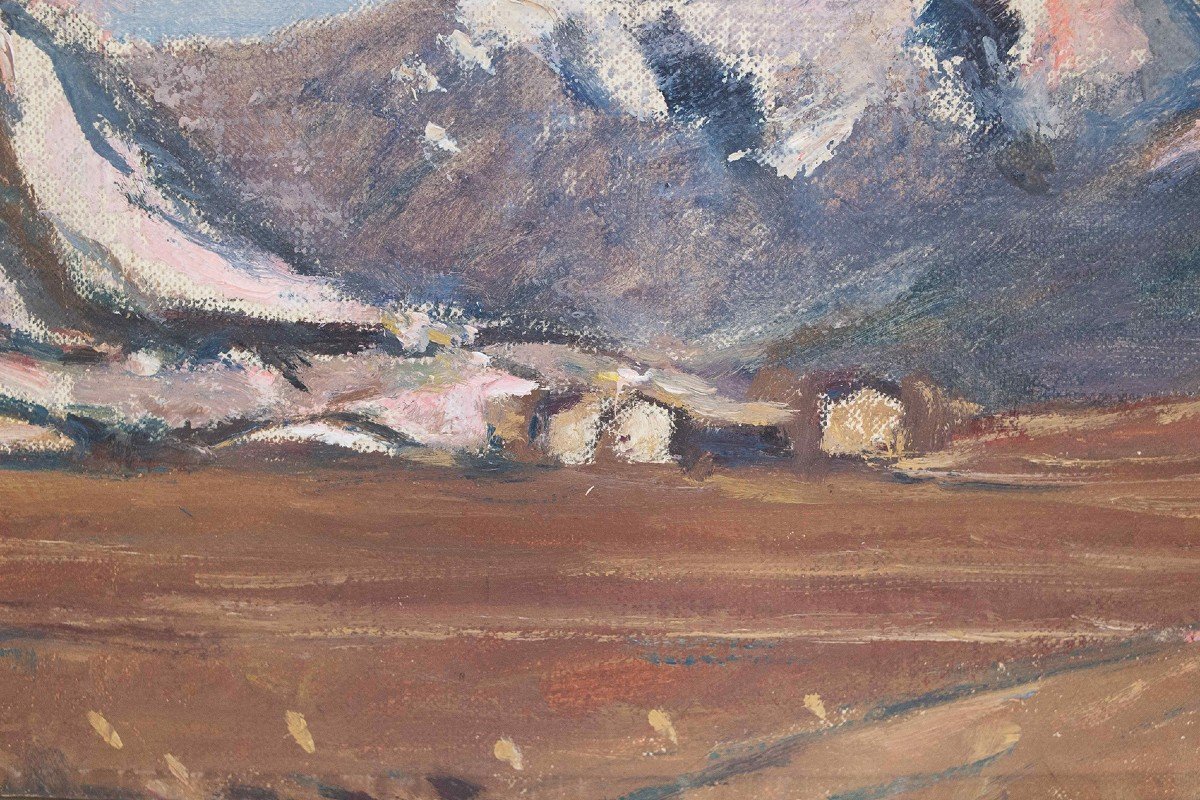 Arturo Tosi, Huile Sur Toile "paysage - Rovetta", Signée, 20e Siècle-photo-3