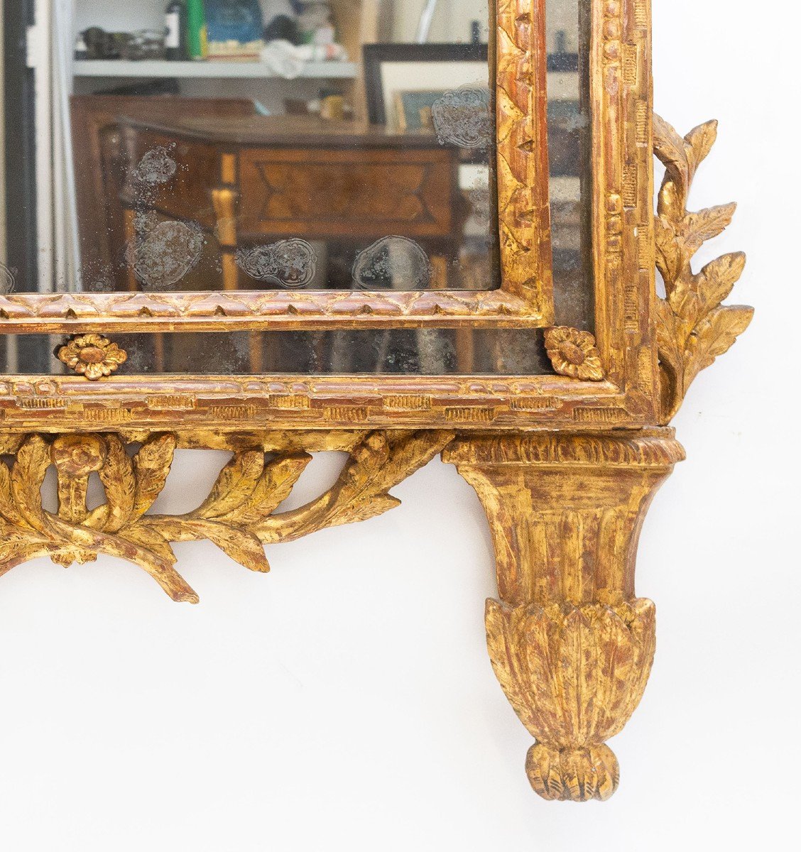 Miroir / Cheminée en bois doré, original 18ème siècle Louis XVI-photo-3